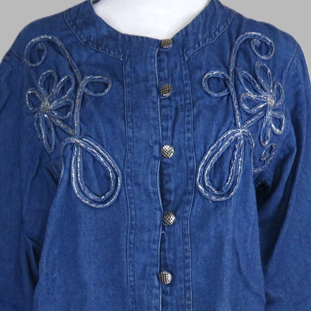 Bedford Fair Lifestyles Women's Long-Sleeve Embellished Jean Jacket Size S C2033